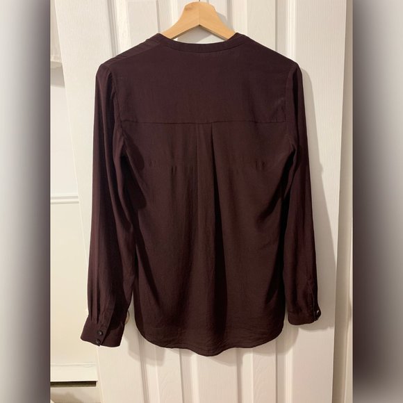 All Saints Purple Long Sleeve V-Neck Blouse - Picture 3 of 12